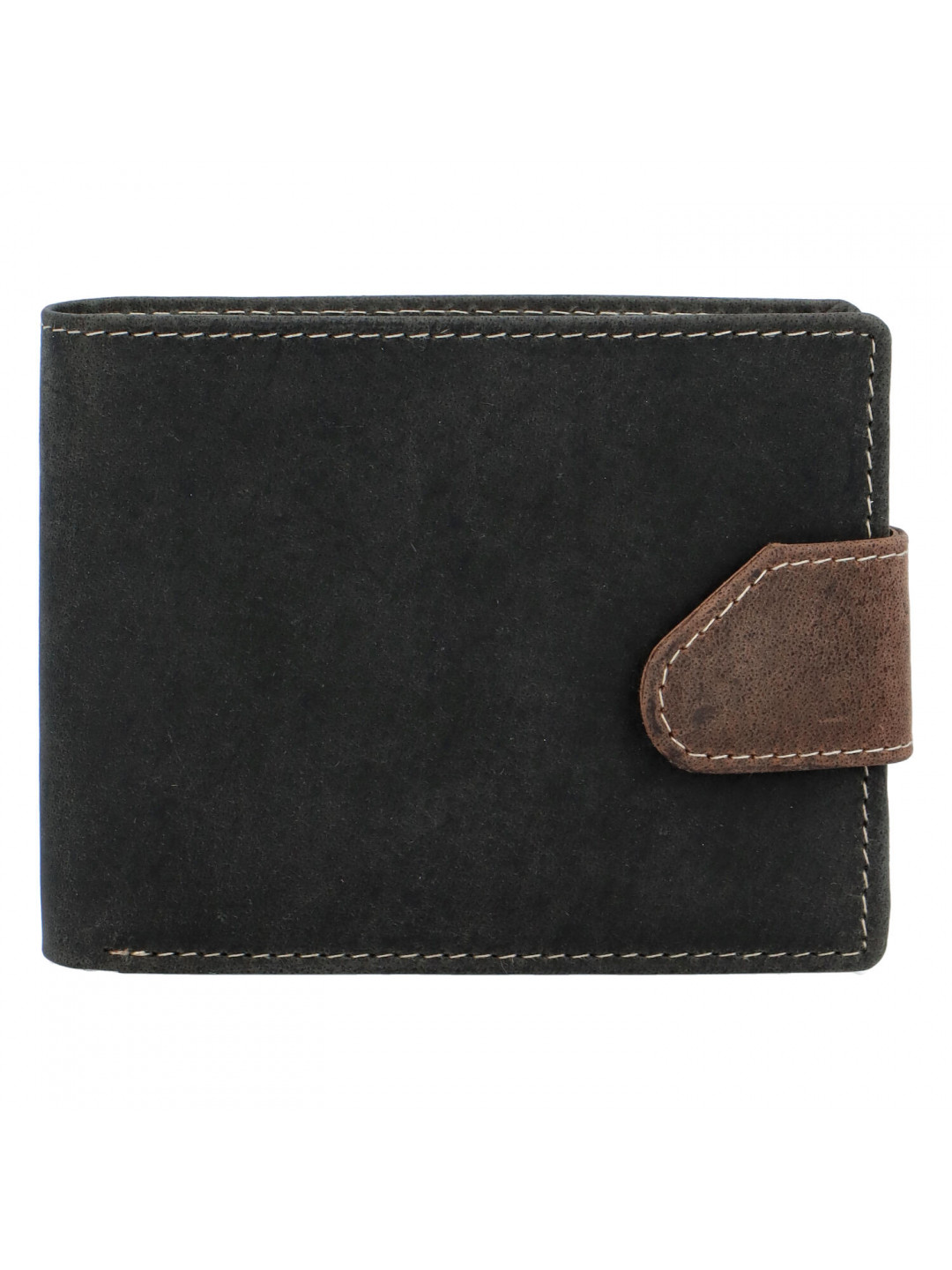 Broušená pánská černo hnědá kožená peněženka – Tomas 76VT