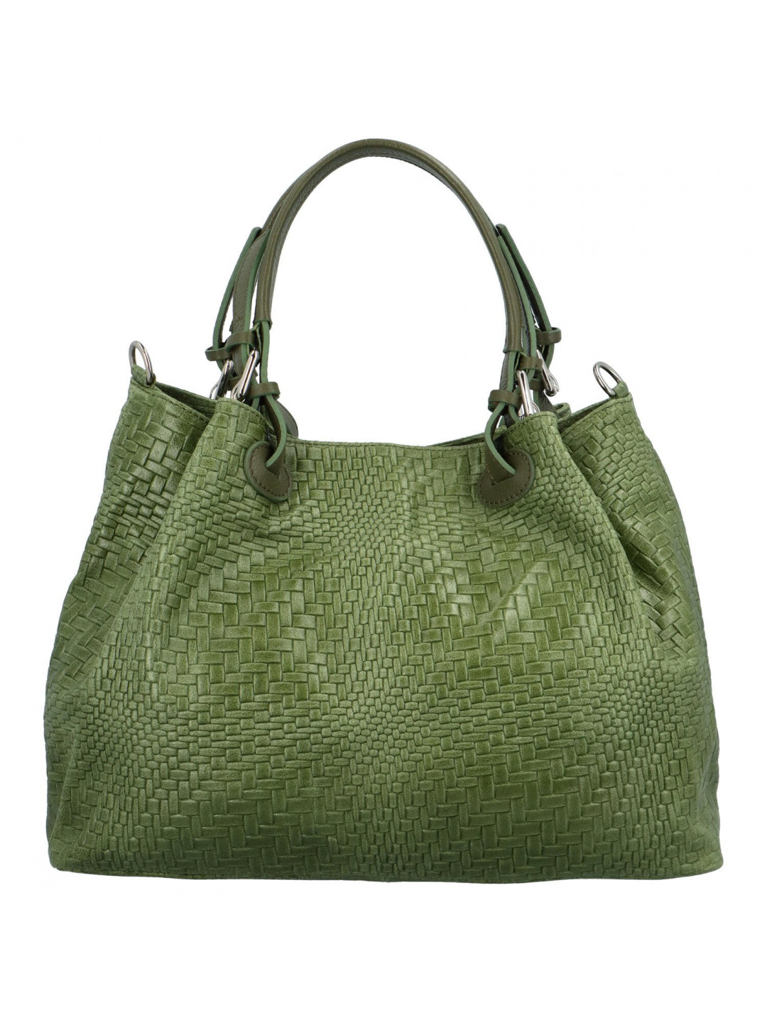 Kožená dámská velká taška do ruky Santala zelená