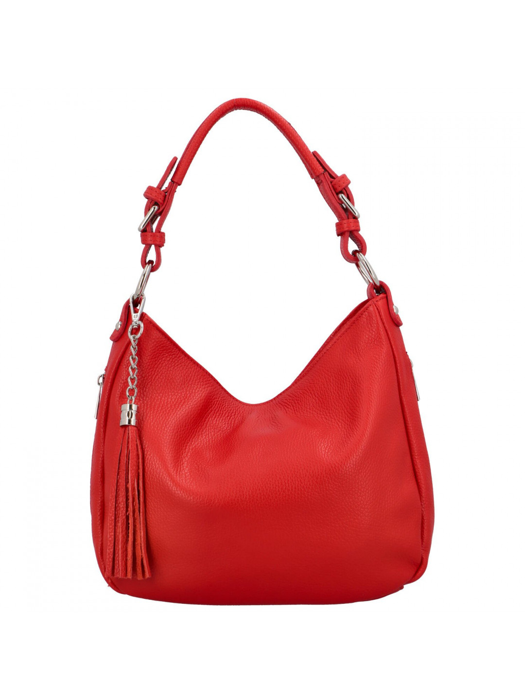 Luxusní dámská kožená kabelka přes rameno Euda červená