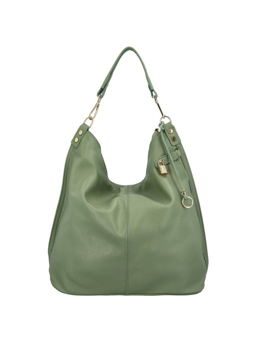 Velká kožená dámská kabelka světle zelená – ItalY Celinda
