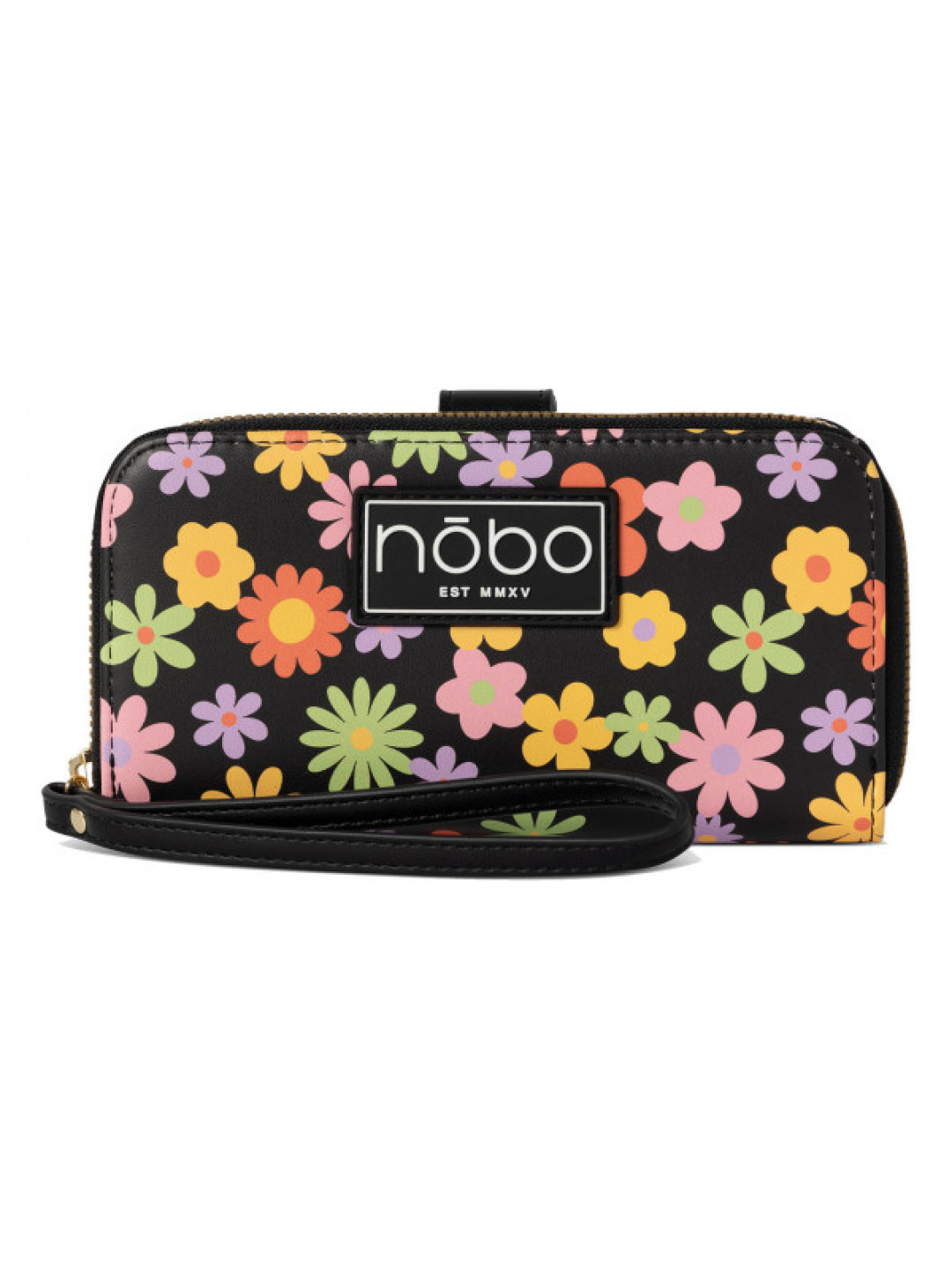 Dámská koženková peněženka Nobo Allisa černá květy