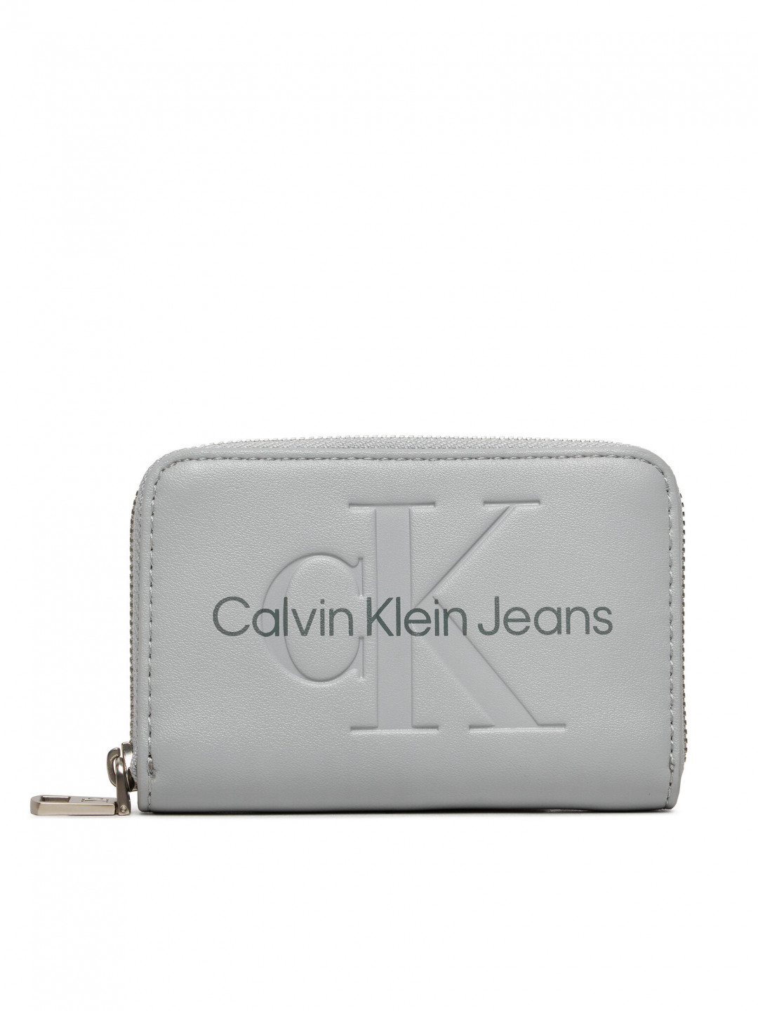 Calvin Klein Jeans Malá dámská peněženka Sculpted Med Zip Around Mono K60K612255 Šedá