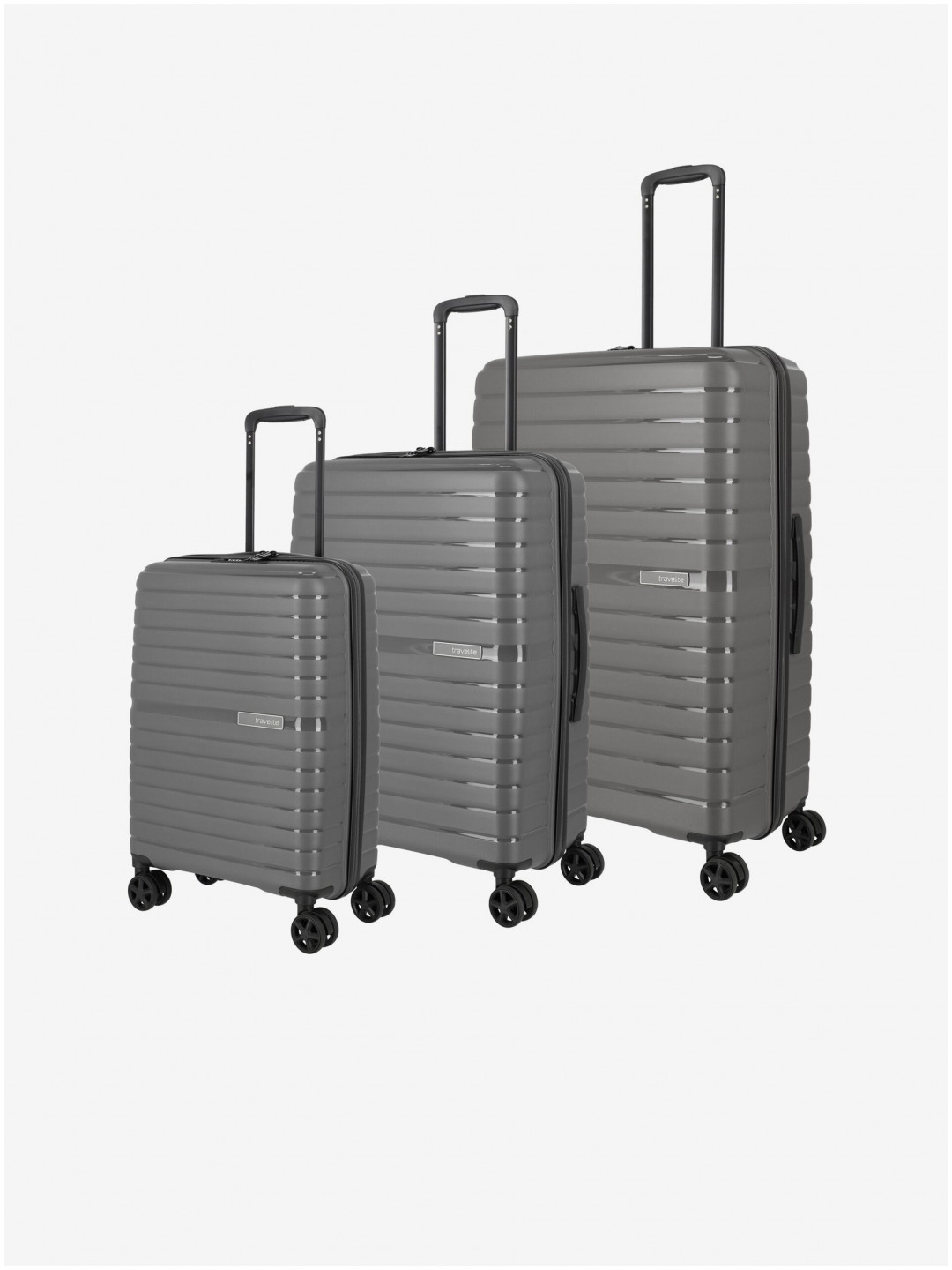 Stříbrná sada cestovních kufrů Travelite Trient S M L Anthracite