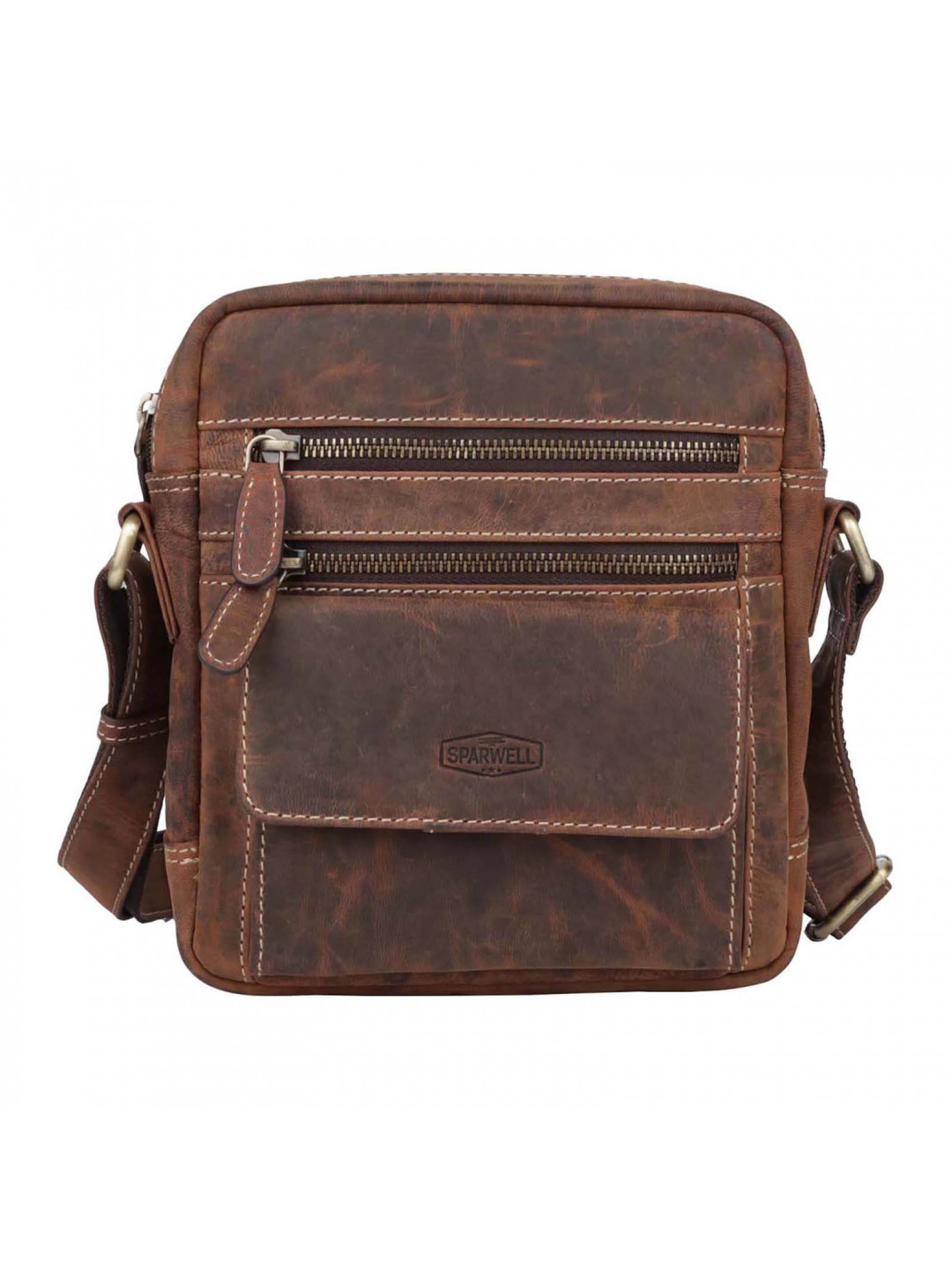 Pánská kožená taška přes rameno Sparwell Luker – hnědá