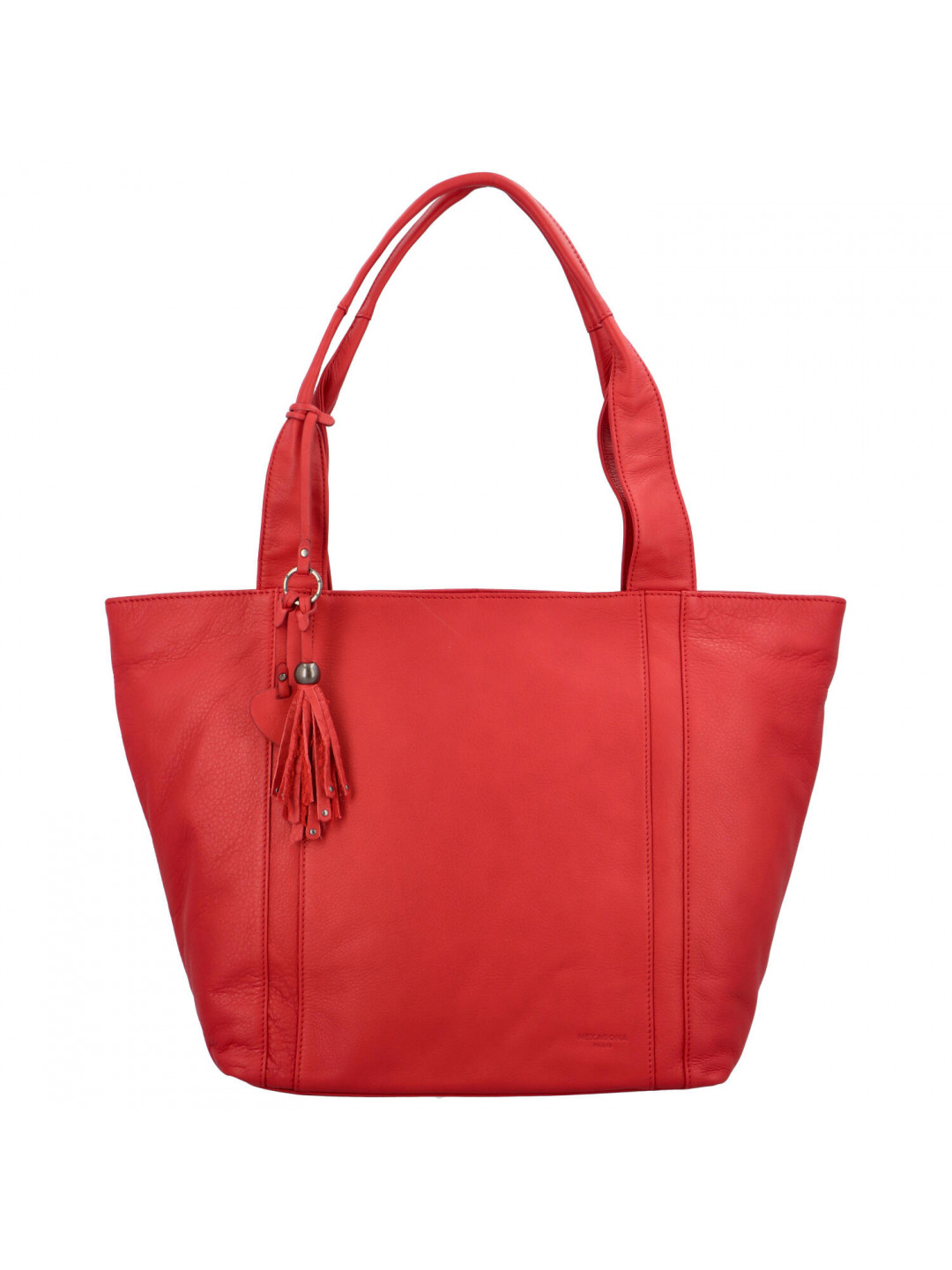 Velká dámská kožená kabelka červená – Hexagona Common