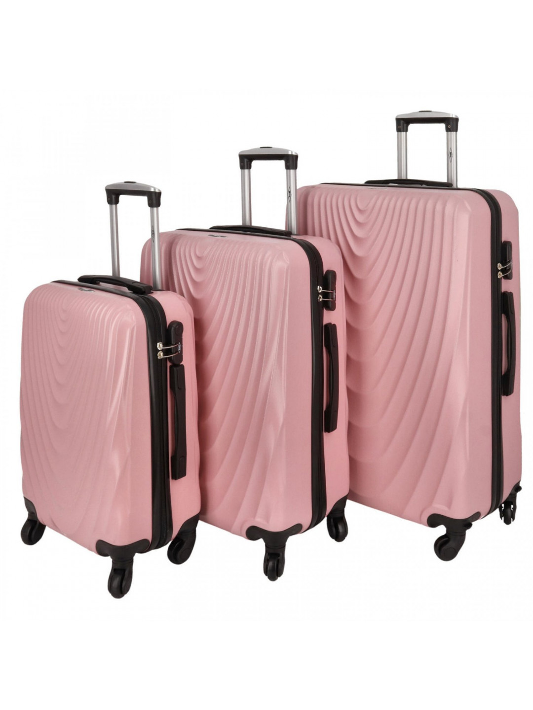 Originální pevné kufry růžová sada – RGL Fiona S M a L