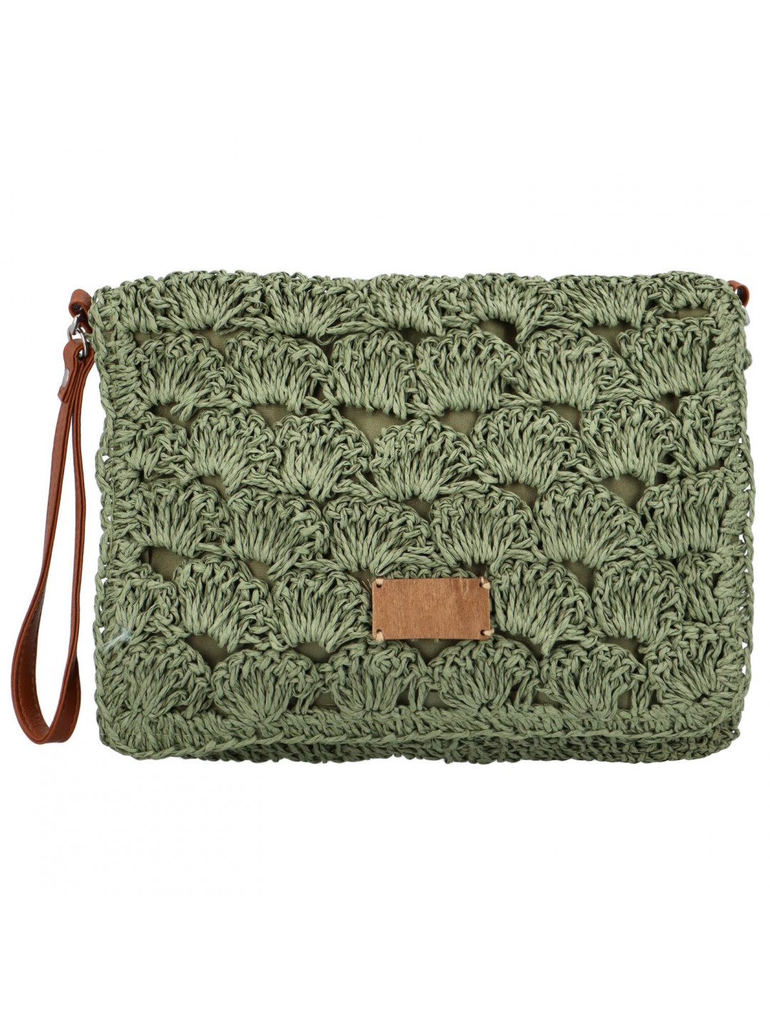 Měkká kabelka do ruky s pleteným vzorem Vivalo zelená