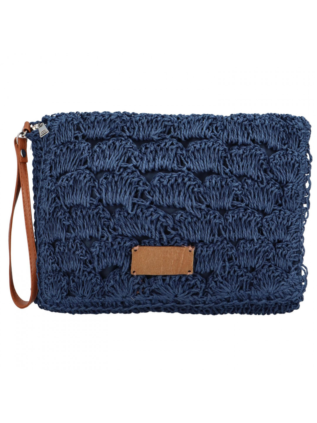 Měkká kabelka do ruky s pleteným vzorem Vivalo tmavě modrá