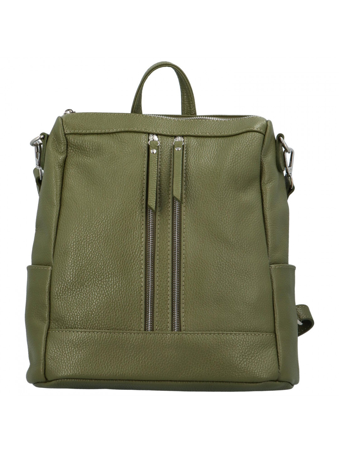 Dámský kožený batoh zelený – Delami Vera Pelle Randr
