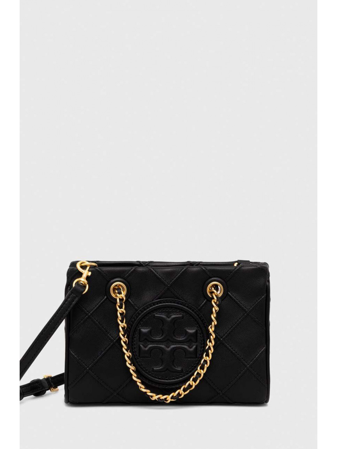 Oboustranná kožená kabelka Tory Burch Fleming Soft Mini Chain černá barva 152334 001