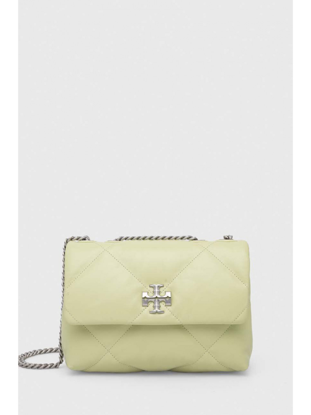 Kožená kabelka Tory Burch Kira Diamond Quilt Small zelená barva 154706 300