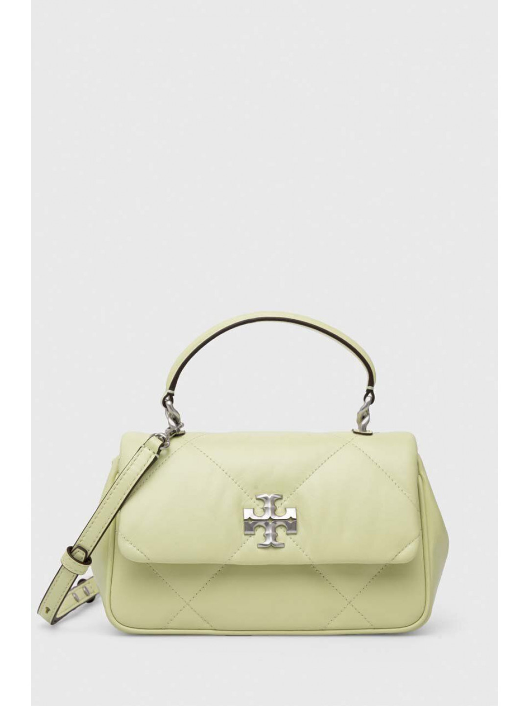 Kožená kabelka Tory Burch Kira Diamond Quilt zelená barva 154719 300