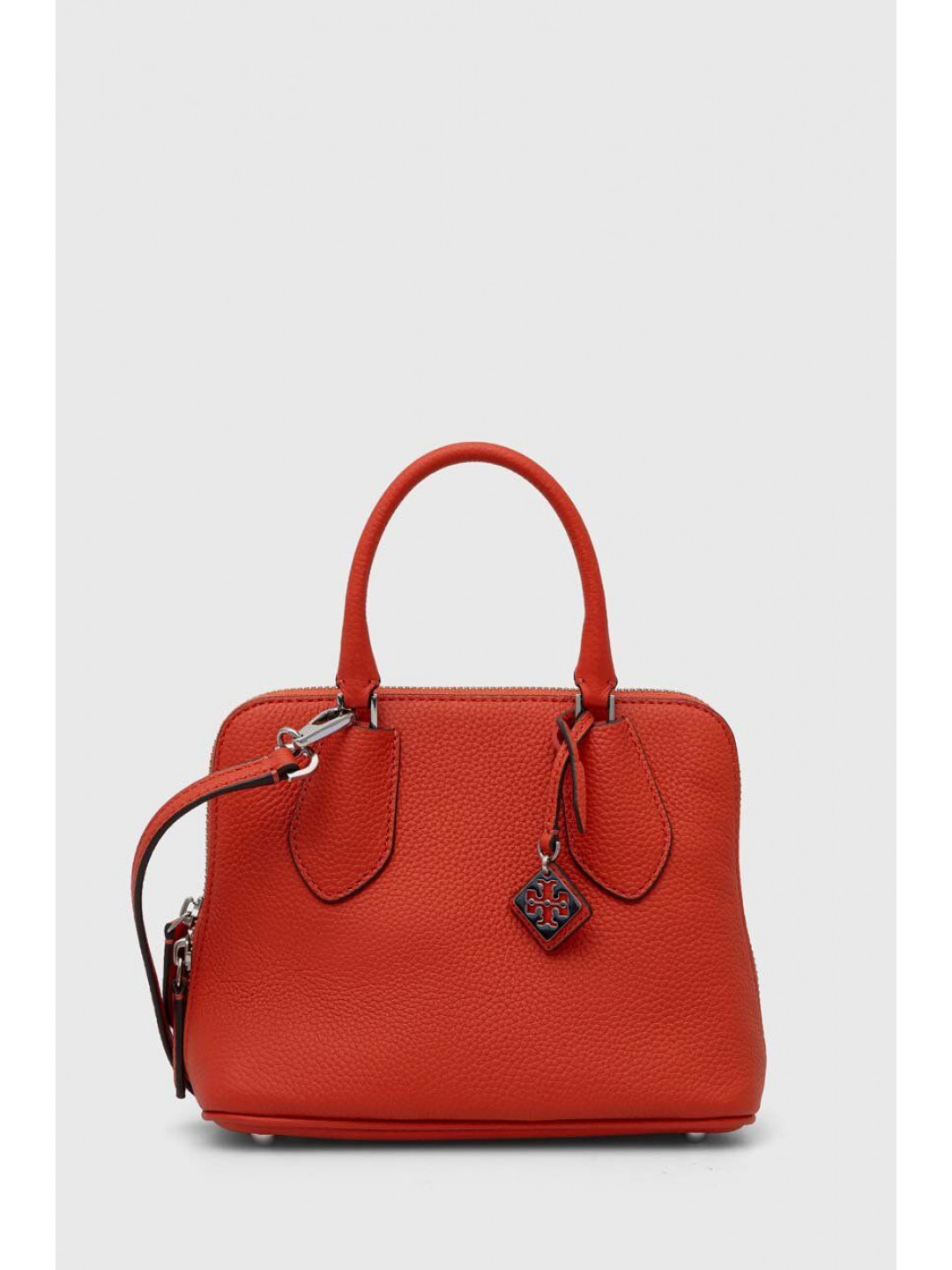 Kožená kabelka Tory Burch Mini Pebbled Swing oranžová barva 155619 601