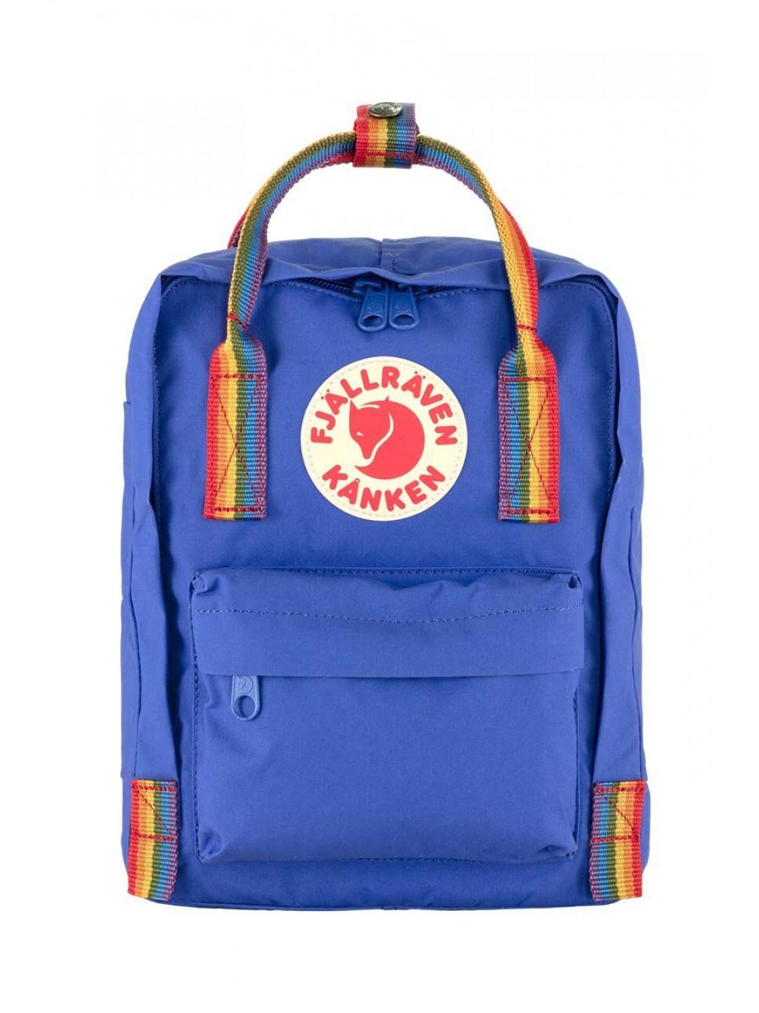 Batoh Fjallraven Kanken Rainbow Mini tmavomodrá barva malý s aplikací F23621