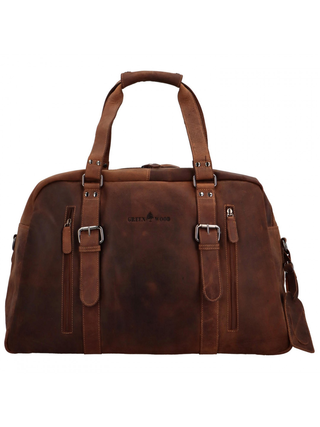 Luxusní cestovní kožená taška Greenwood travel Sam khaki