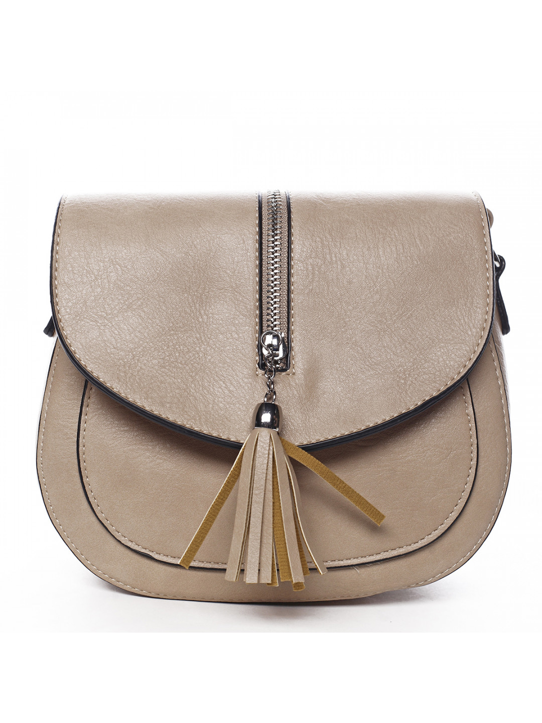 Stylová crossbody kabelka s třásněmi Federica krémová písková