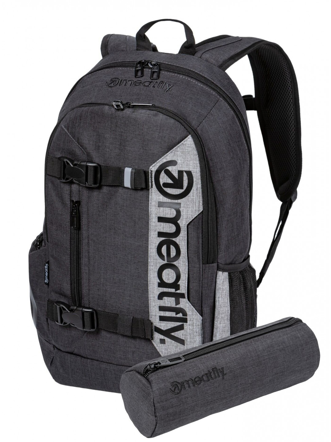 Meatfly batoh Basejumper Charcoal Heather Grey Heather 22 L Šedá Objem 22 L