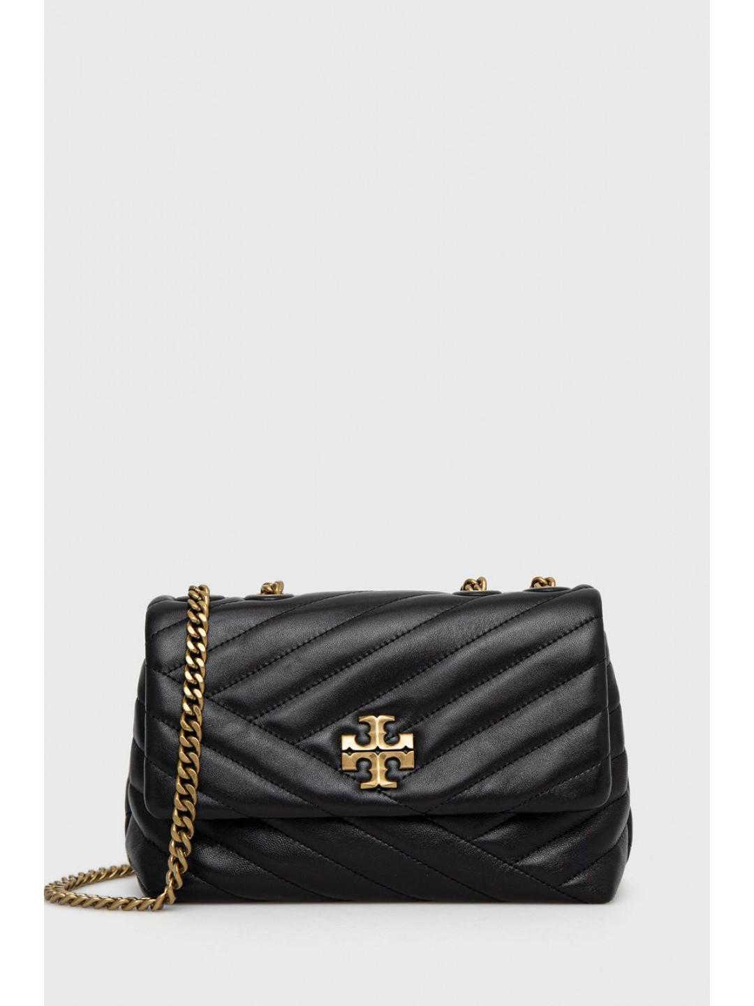 Kožená kabelka Tory Burch Kira Chevron Small černá barva 90452 001