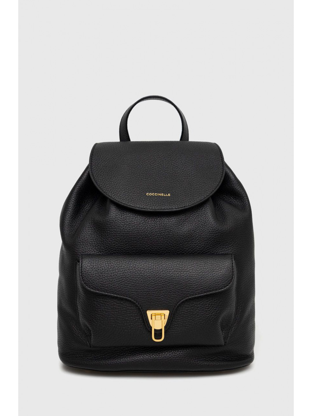 Kožený batoh Coccinelle dámský černá barva malý hladký