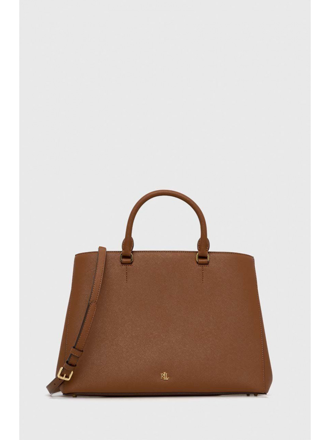 Kožená kabelka Lauren Ralph Lauren béžová barva 431898556