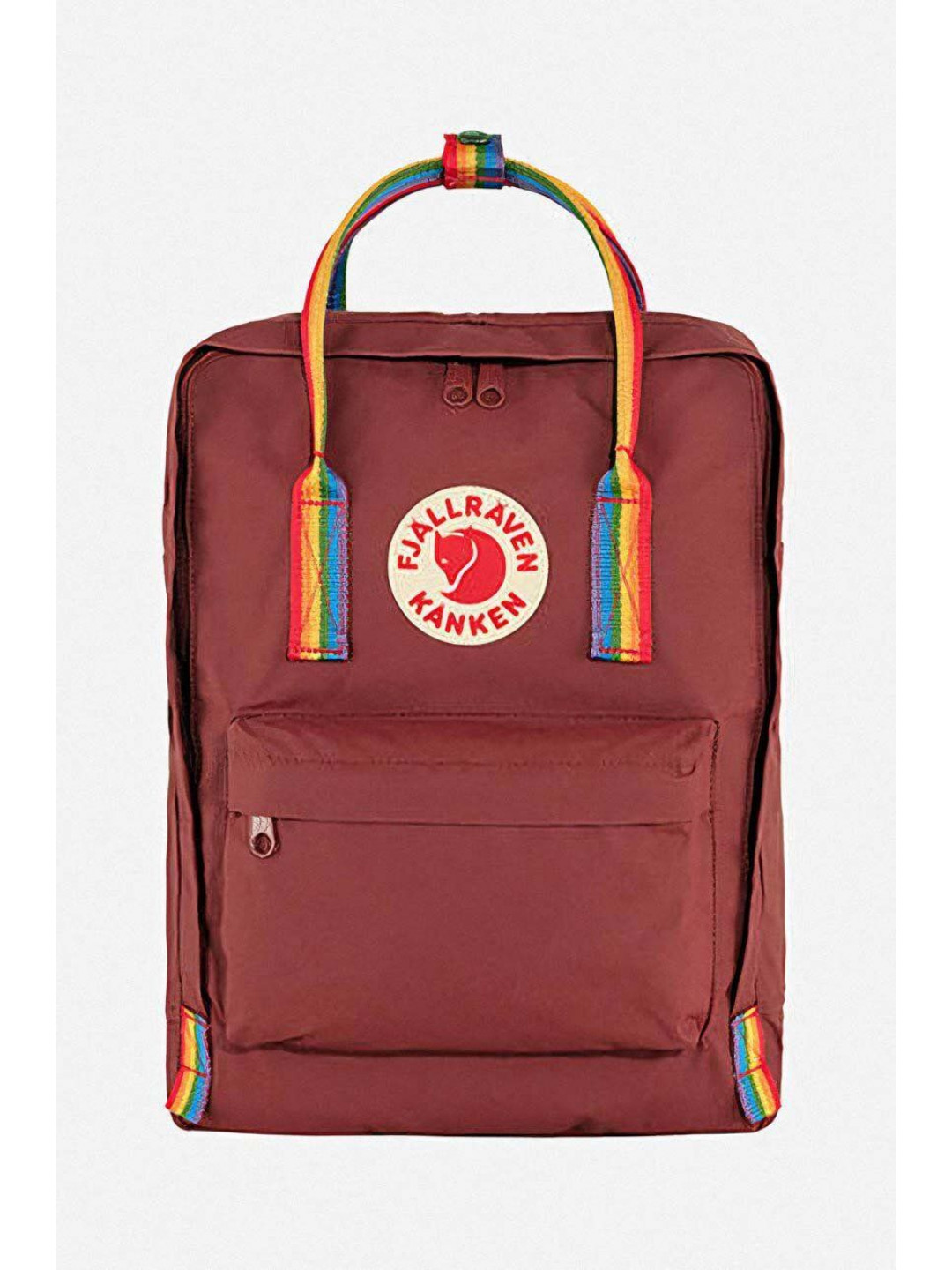 Batoh Fjallraven Kanken Rainbow červená barva velký s aplikací F23620 326 907-326