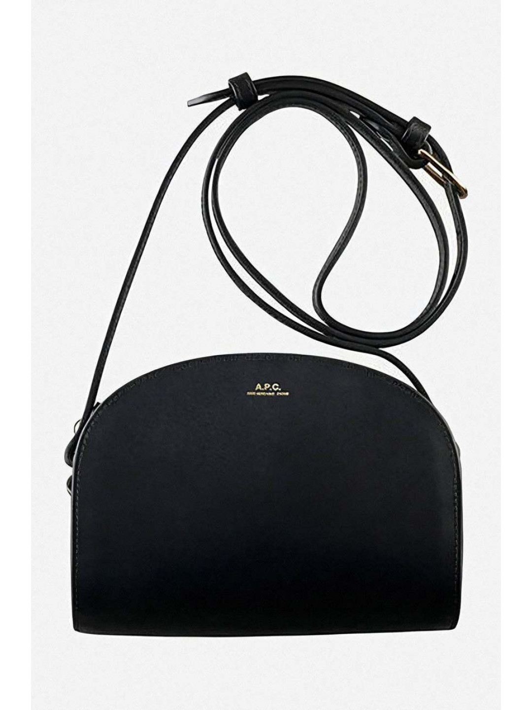 Kožená kabelka A P C Sac Demi-lune Mini PXAWV-F61392 BLACK černá barva