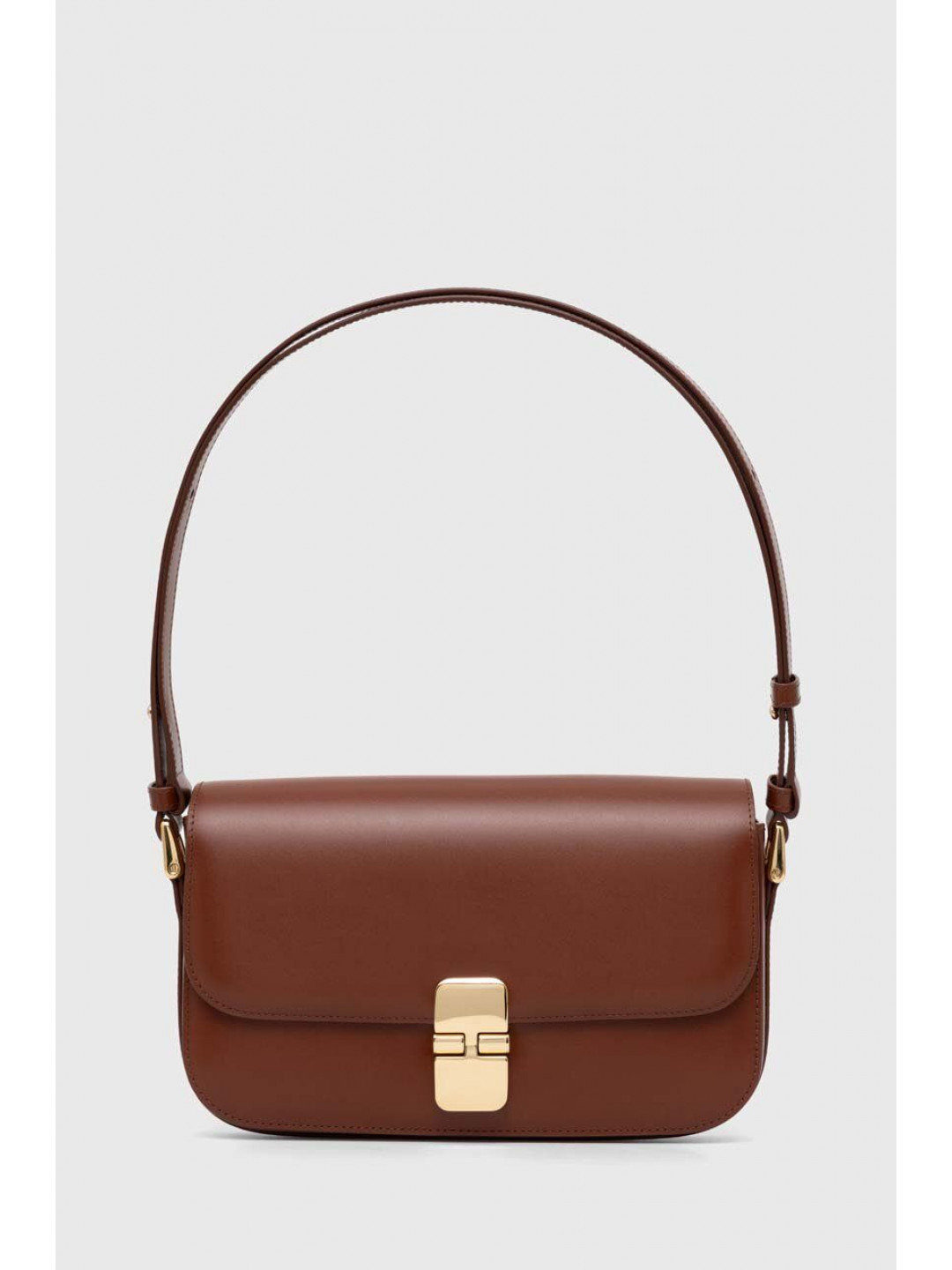 Kožená kabelka A P C Sac Grace Baguette hnědá barva PXBMW F61615 CAD