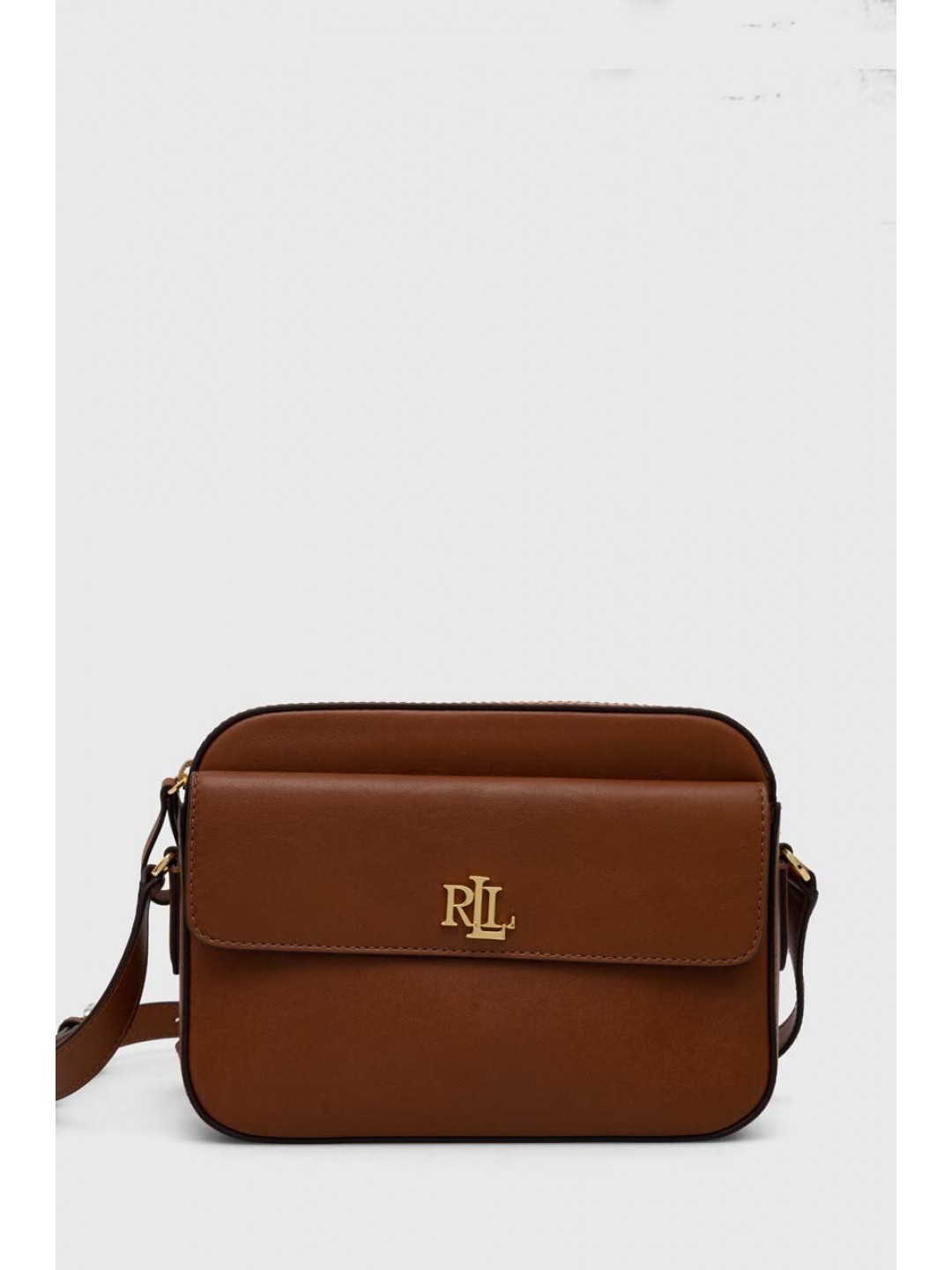 Kožená kabelka Lauren Ralph Lauren hnědá barva 431926645