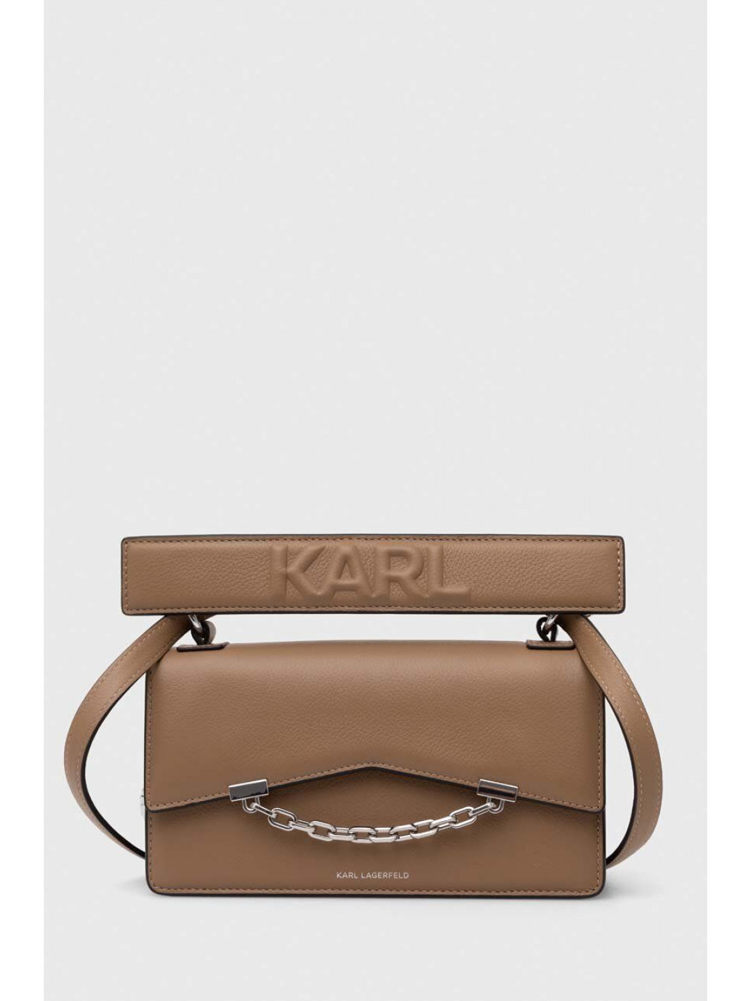 Kožená kabelka Karl Lagerfeld hnědá barva 245W3028