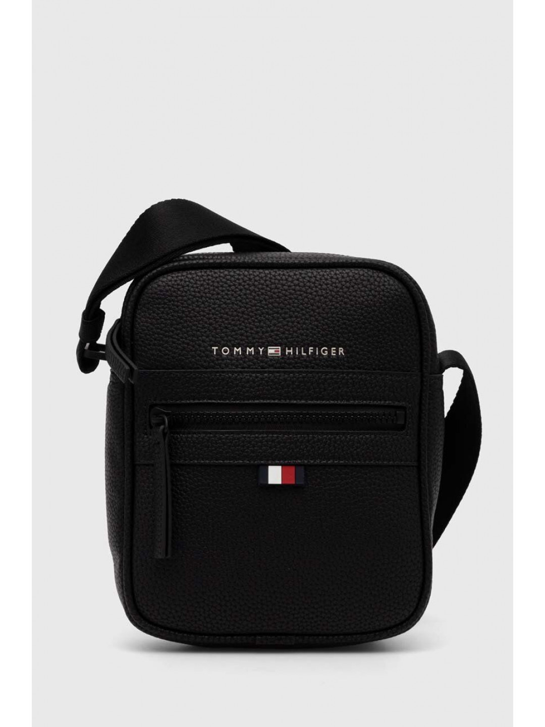 Kožená taška Tommy Hilfiger černá barva AM0AM09504