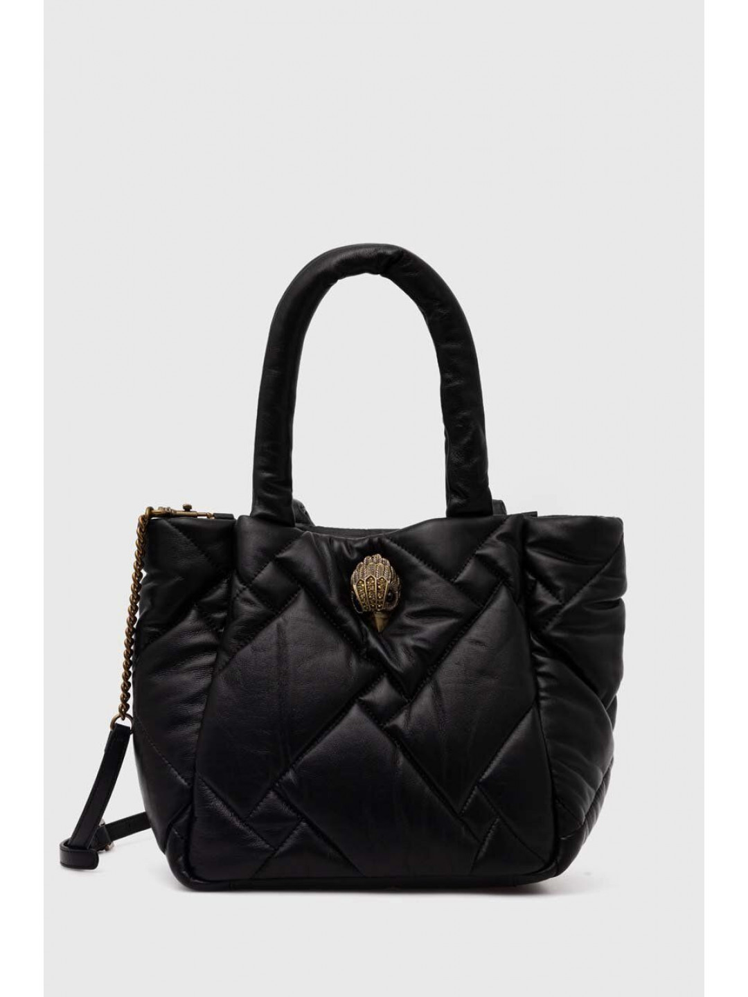 Kožená kabelka Kurt Geiger London KENSINGTON M SHOPPER PUFF černá barva 2737200109
