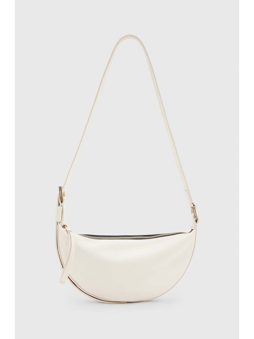 Kožená kabelka AllSaints HALF MOON bílá barva W301XB