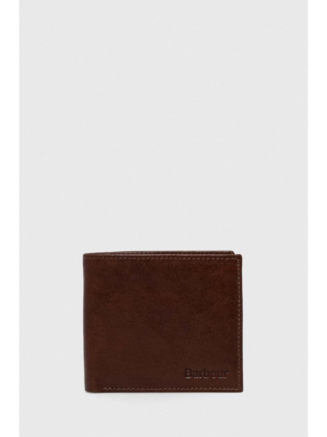 Kožená peněženka Barbour hnědá barva