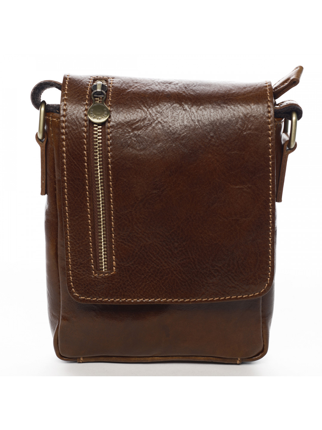 Kožená crossbody taška hnědá – Delami Rozitax