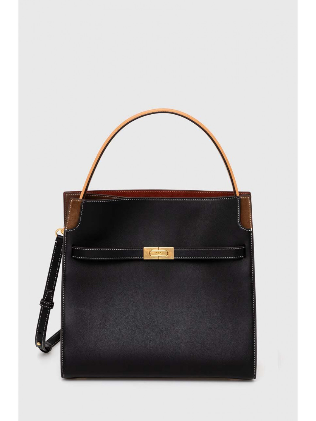 Kožená kabelka Tory Burch Lee Radziwill Double Bag černá barva 59533 001