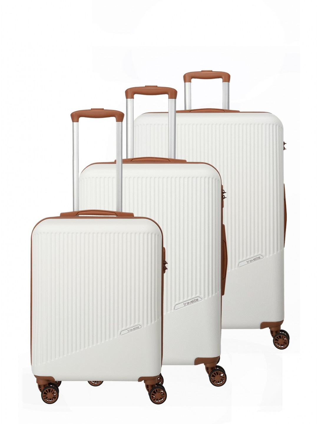 Sada cestovních kufrů Travelite Bali S M L White Cognac