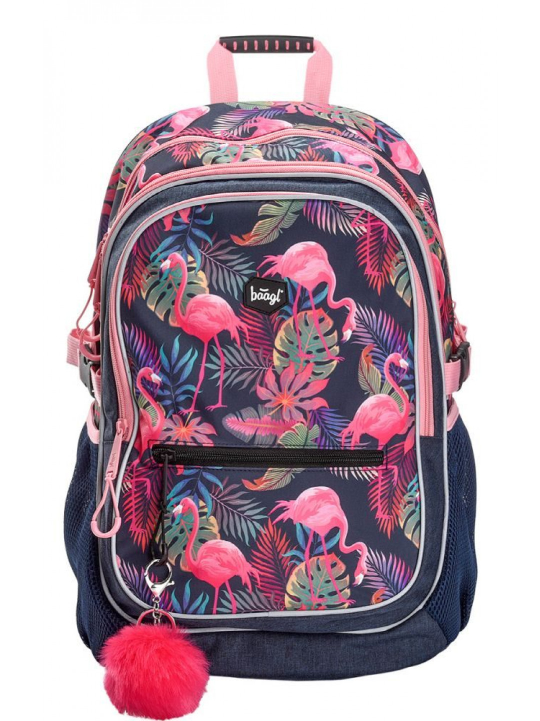 BAAGL Dívčí školní batoh Flamingo 25 l – růžová
