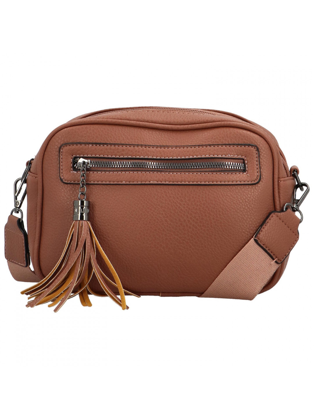 Stylová dámská koženková crossbody kabelka Venantie tmavě starorůžová