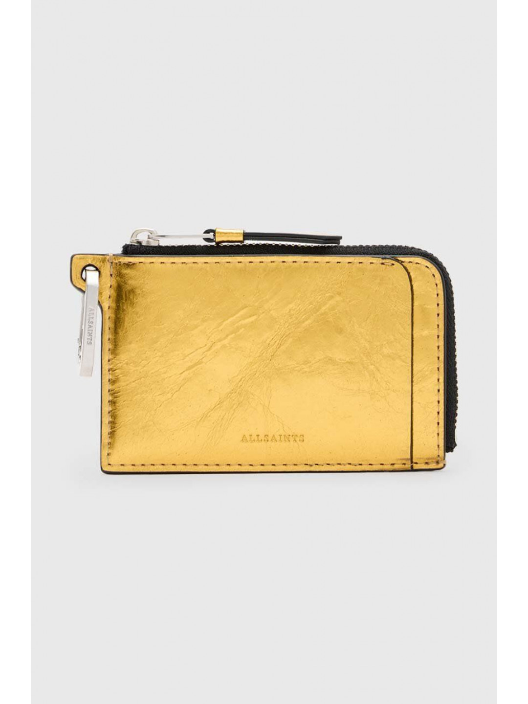 Kožená peněženka AllSaints REMY WALLET zlatá barva W017XZ
