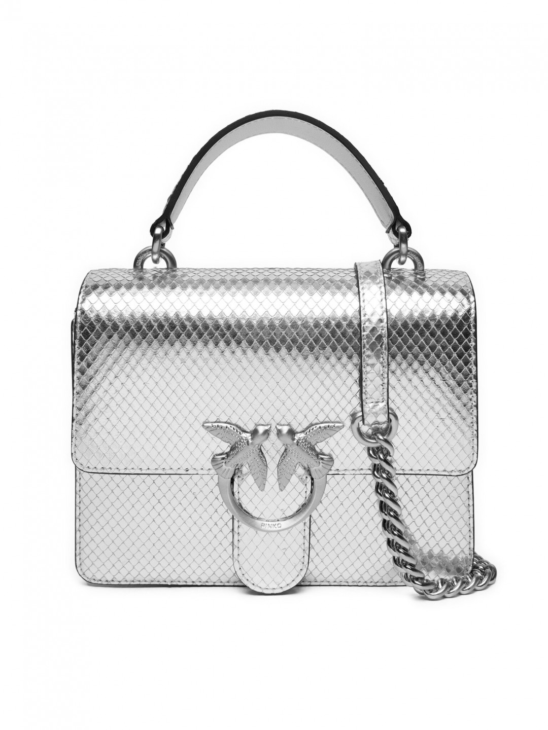 PINKO Kabelka Love One Top Handle Mini Light AI 24-25 PLTT 100071 A1VG Stříbrná