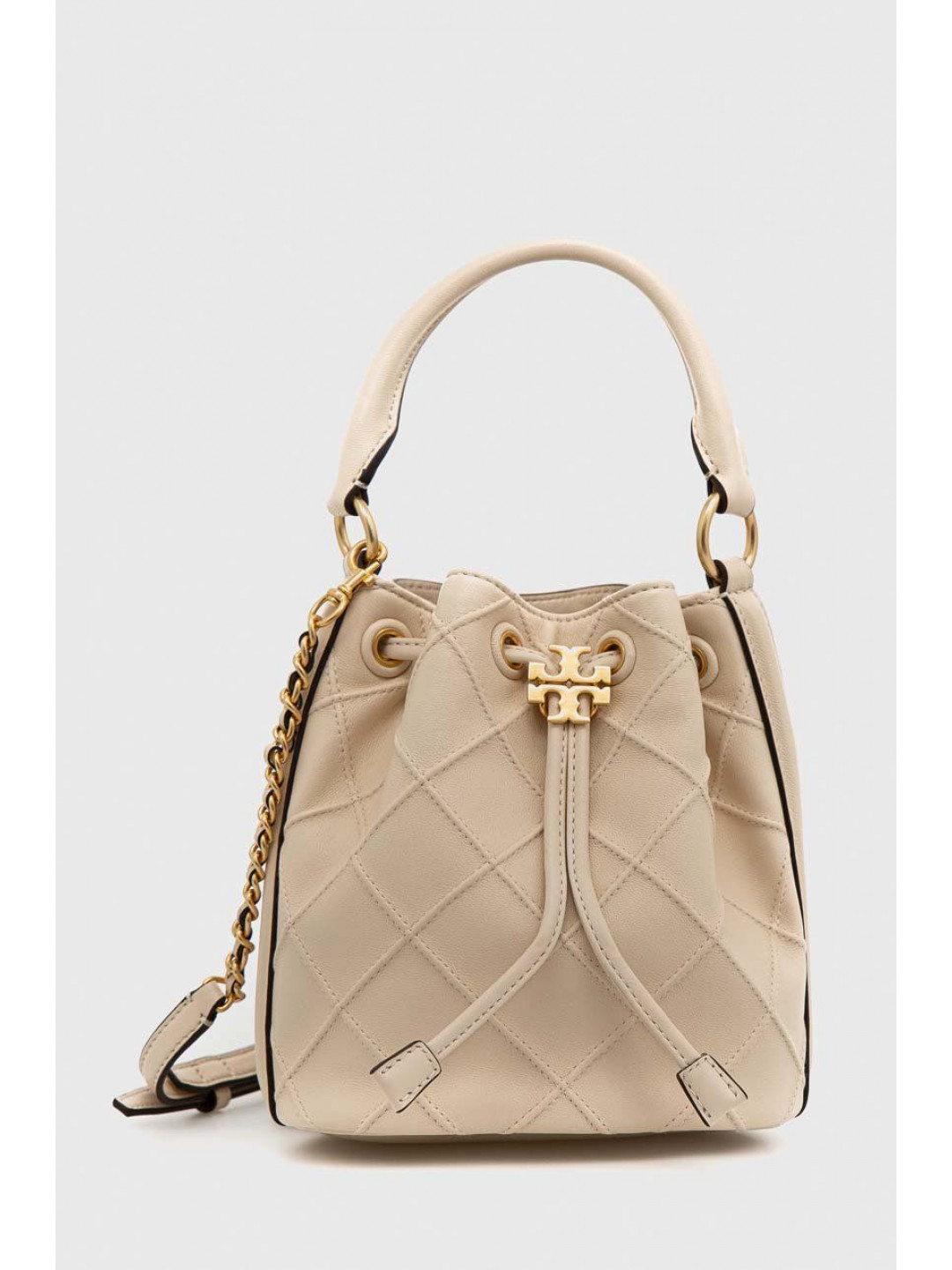 Kožená kabelka Tory Burch béžová barva