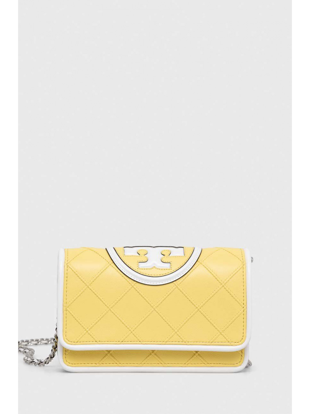 Kožená kabelka Tory Burch žlutá barva