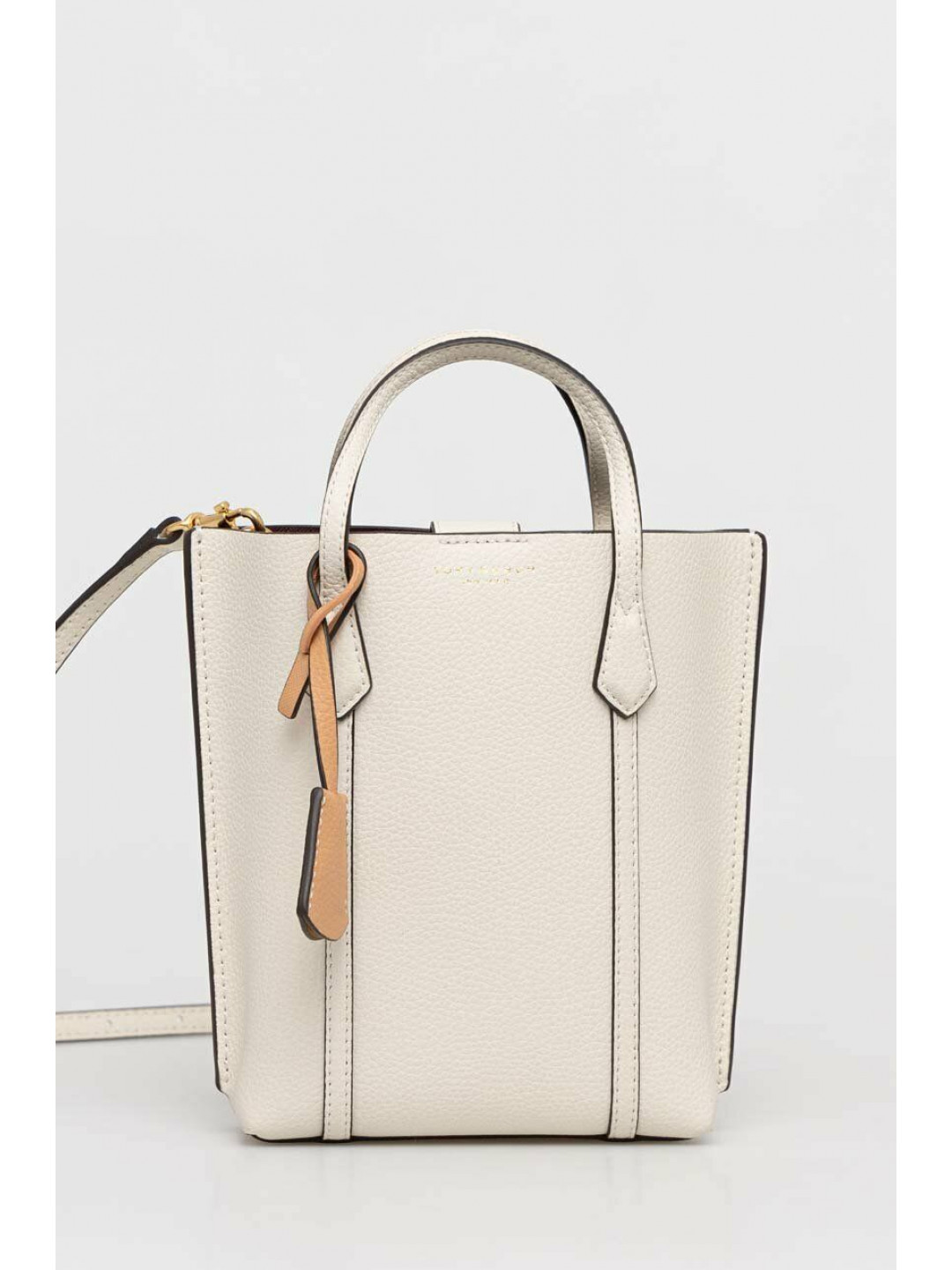 Kožená kabelka Tory Burch béžová barva