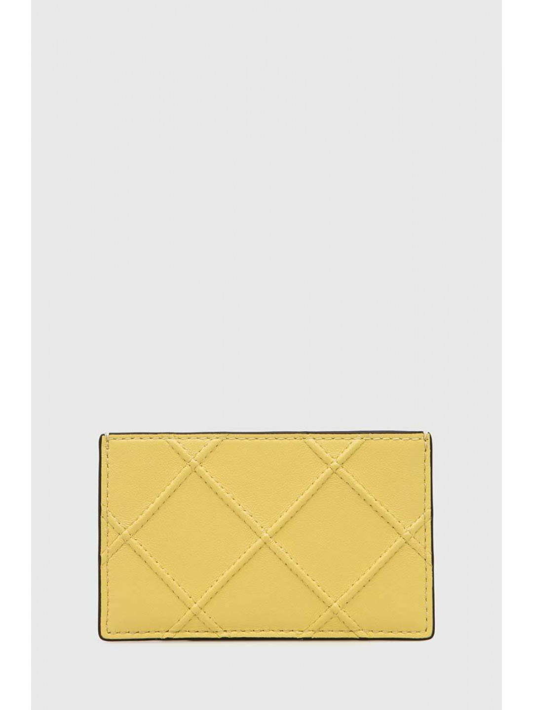 Kožené pouzdro na karty Tory Burch žlutá barva