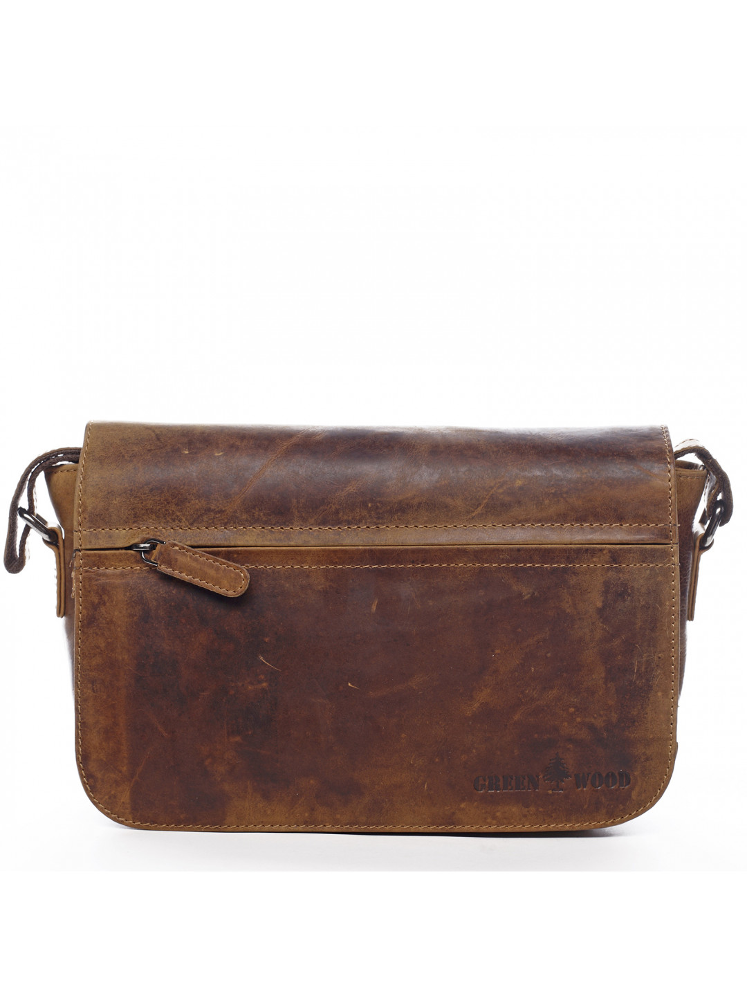 Menší praktická kožená crossbody Jeanne Green Wood světle hnědá