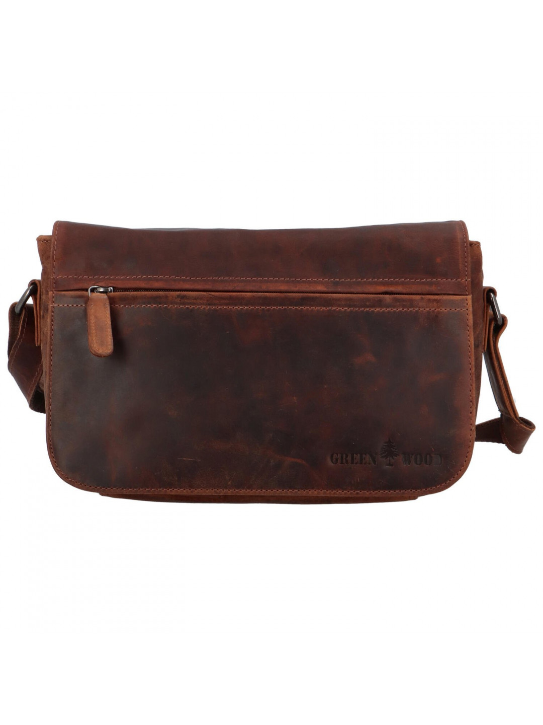 Menší praktická kožená crossbody Jeanne Green Wood hnědá