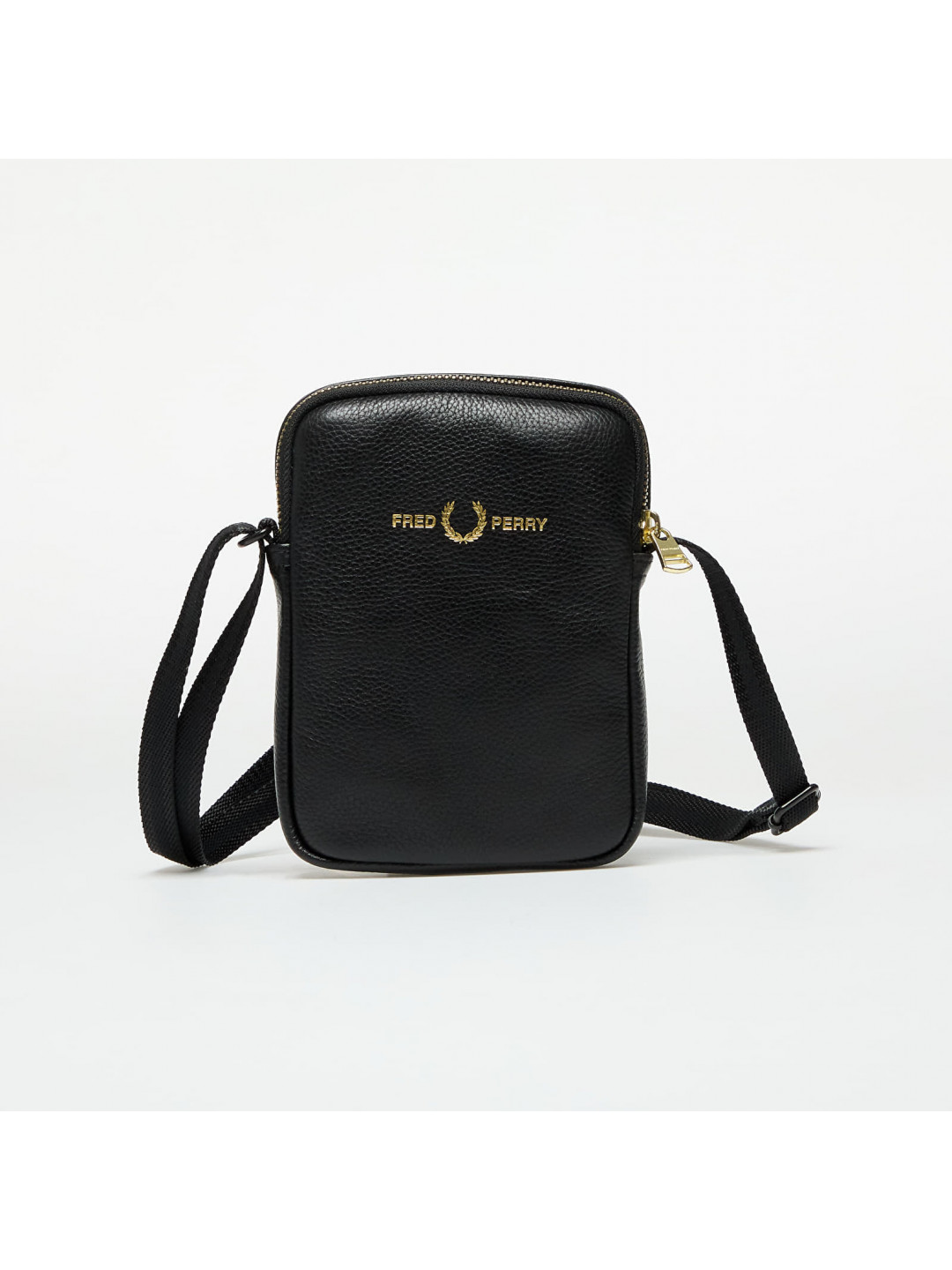 Ledvinka FRED PERRY Tumbled Leather Side Bag Black Universal