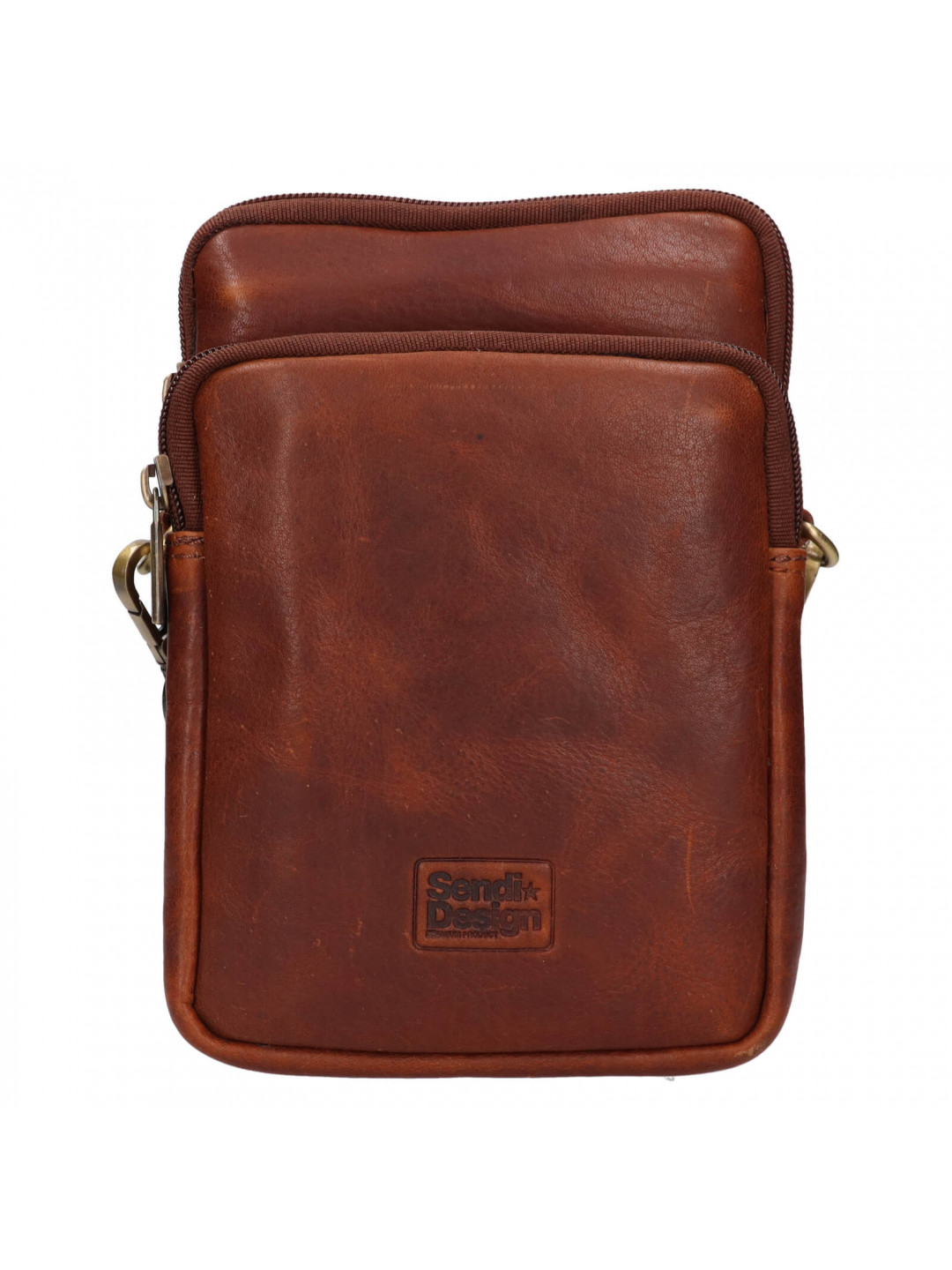Kožená taška na mobil a doklady SendiDesign Menny – koňak