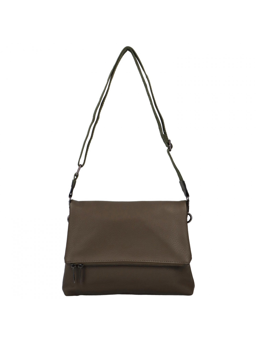 Trendy dámská koženková crossbody kabelka Zareen hnědo-zelená