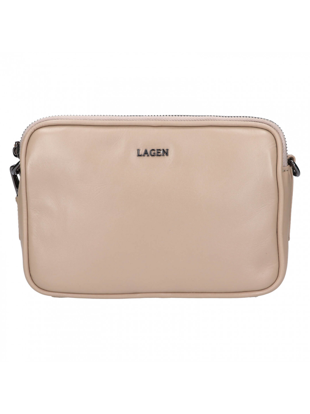 Dámská kožená crossbody kabelka Lagen Bruna – béžová